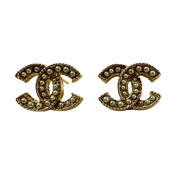 Chanel Faux Pearl CC Stud Earrings - Picture 1 of 7